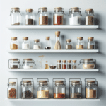 Organização de potes e condimentos minimalista