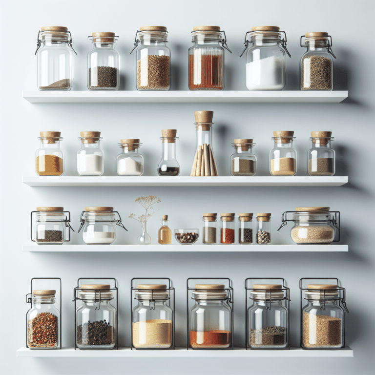 Organização de potes e condimentos minimalista